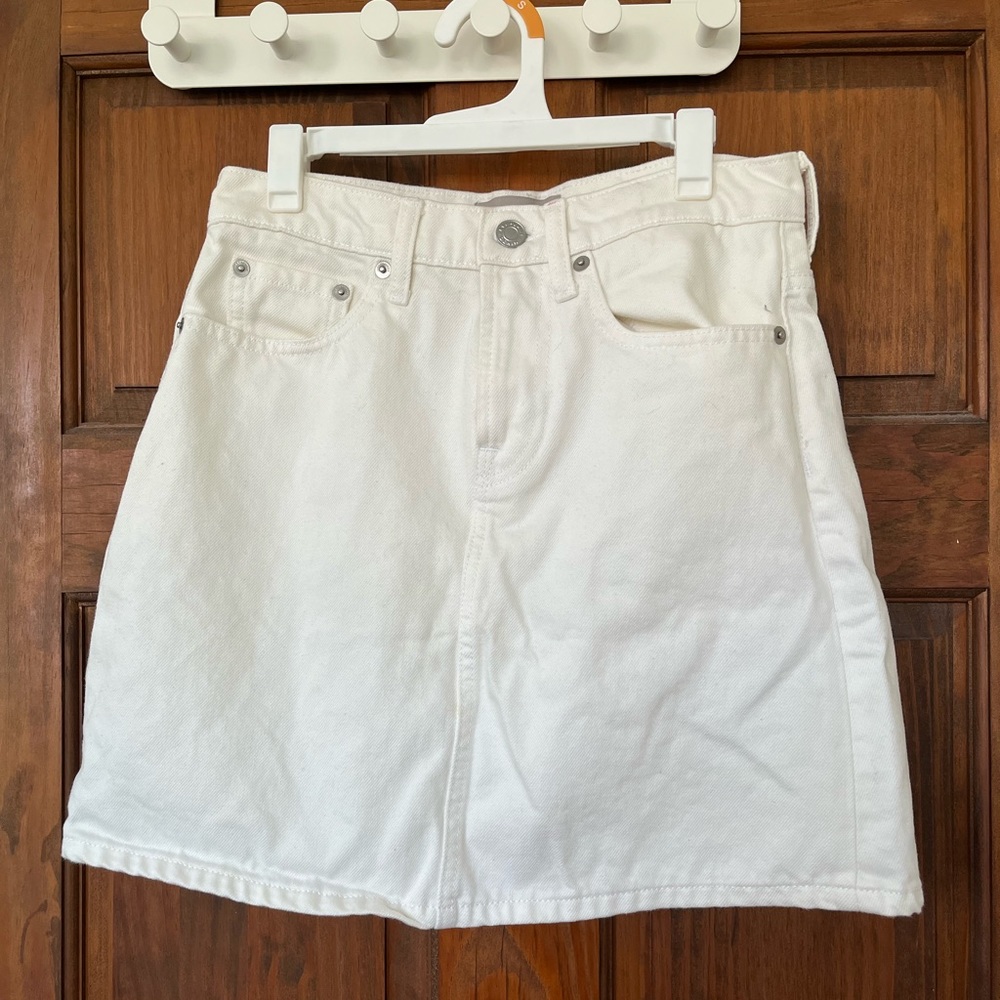 Everlane white denim skirt